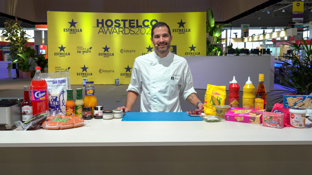EL chef Aridani Alonso, restaurante Casa Romántica, con los productos de Gran Canaria en los Hostelco Awards